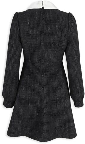 فستان RIRINCO النسائي اللامع من التويد المنتفخ مع بروش بيبي دول بياقة عنق قصيرة in Kuwait