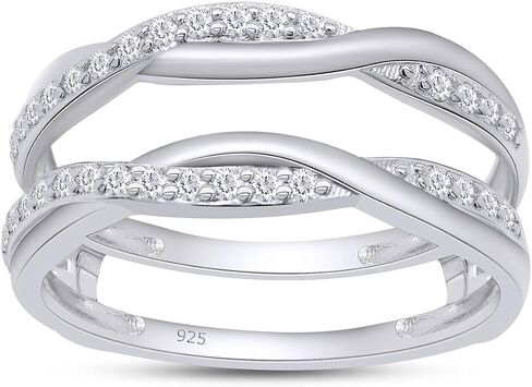 SAVEARTH DIAMONDS 1/4 قيراط t.w مختبر قطع دائري تم إنشاؤه من الماس المويسانتي متقاطع مع حلقة إنفينيتي للنساء من الذهب عيار 14 قيراط فوق الفضة الإسترليني (لون D، وضوح VVS1 0.25 قيراط) in Kuwait
