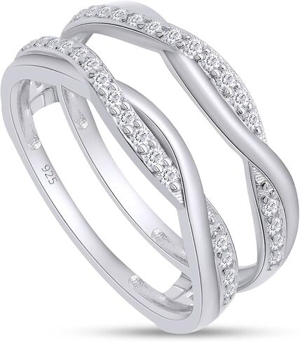 SAVEARTH DIAMONDS 1/4 قيراط t.w مختبر قطع دائري تم إنشاؤه من الماس المويسانتي متقاطع مع حلقة إنفينيتي للنساء من الذهب عيار 14 قيراط فوق الفضة الإسترليني (لون D، وضوح VVS1 0.25 قيراط) in Kuwait