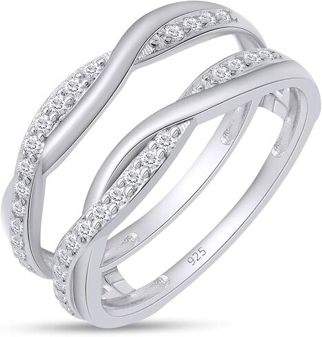 SAVEARTH DIAMONDS 1/4 قيراط t.w مختبر قطع دائري تم إنشاؤه من الماس المويسانتي متقاطع مع حلقة إنفينيتي للنساء من الذهب عيار 14 قيراط فوق الفضة الإسترليني (لون D، وضوح VVS1 0.25 قيراط) in Kuwait