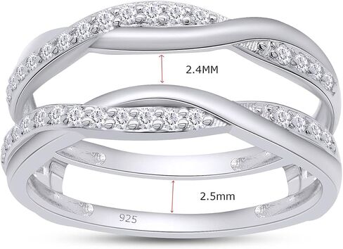 SAVEARTH DIAMONDS 1/4 قيراط t.w مختبر قطع دائري تم إنشاؤه من الماس المويسانتي متقاطع مع حلقة إنفينيتي للنساء من الذهب عيار 14 قيراط فوق الفضة الإسترليني (لون D، وضوح VVS1 0.25 قيراط) in Kuwait