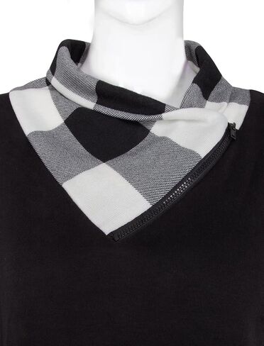 سويت شيرت نسائي من Miusey برقبة متدلية مع سحاب علوي وأكمام طويلة مرقع للنساء in Kuwait