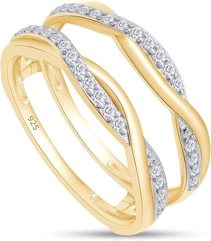 SAVEARTH DIAMONDS 1/4 قيراط t.w مختبر قطع دائري تم إنشاؤه من الماس المويسانتي متقاطع مع حلقة إنفينيتي للنساء من الذهب عيار 14 قيراط فوق الفضة الإسترليني (لون D، وضوح VVS1 0.25 قيراط) in Kuwait