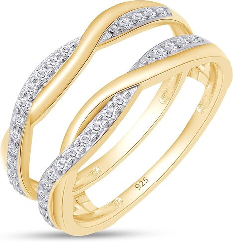 SAVEARTH DIAMONDS 1/4 قيراط t.w مختبر قطع دائري تم إنشاؤه من الماس المويسانتي متقاطع مع حلقة إنفينيتي للنساء من الذهب عيار 14 قيراط فوق الفضة الإسترليني (لون D، وضوح VVS1 0.25 قيراط) in Kuwait