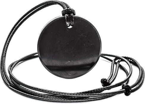 قاعدة دائرة حجرية محايدة من Karelia Shungite Emf - ارتداء قلادة Shungite هذه يحسن ويحمي تدفق الطاقة لديك - حجر أصلي من روسيا (قاعدة دائرية) in Saudi Arabia