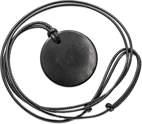 قاعدة دائرة حجرية محايدة من Karelia Shungite Emf - ارتداء قلادة Shungite هذه يحسن ويحمي تدفق الطاقة لديك - حجر أصلي من روسيا (قاعدة دائرية) in Saudi Arabia