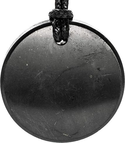 قاعدة دائرة حجرية محايدة من Karelia Shungite Emf - ارتداء قلادة Shungite هذه يحسن ويحمي تدفق الطاقة لديك - حجر أصلي من روسيا (قاعدة دائرية) in Saudi Arabia