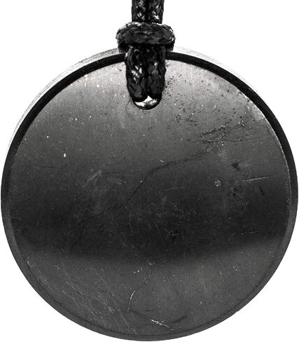 قاعدة دائرة حجرية محايدة من Karelia Shungite Emf - ارتداء قلادة Shungite هذه يحسن ويحمي تدفق الطاقة لديك - حجر أصلي من روسيا (قاعدة دائرية) in Saudi Arabia