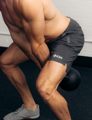 شورت التدريب الأساسي للرجال من 4KOR Fitness مصمم لرفع الأثقال والجري والتمارين الرياضية - مع جيوب in Kuwait