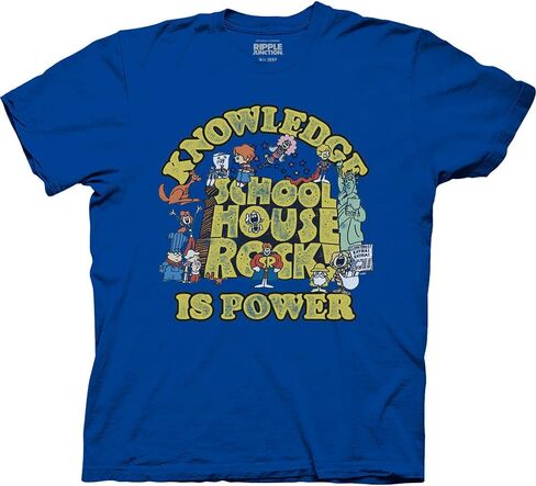Ripple Junction Schoolhouse Rock Men's Short Sleeve T-Shirt Knowledge is Power Retro Vintage Nostalgia Officially Licensed in Kuwait
