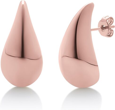 Milla Chunky Gold Hoop Earrings or Silver Teardrop Earrings, Lightweight Hollow Water Drop Earrings for Women in Saudi Arabia