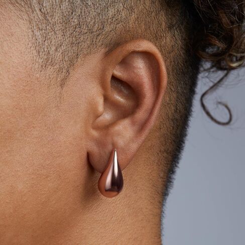 Milla Chunky Gold Hoop Earrings or Silver Teardrop Earrings, Lightweight Hollow Water Drop Earrings for Women in Saudi Arabia