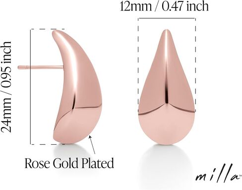 Milla Chunky Gold Hoop Earrings or Silver Teardrop Earrings, Lightweight Hollow Water Drop Earrings for Women in Saudi Arabia