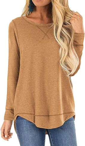 جوم ديزين بلوزة تونيك كاجوال فضفاضة باكمام قصيرة وفتحة جانبية للنساء in Kuwait