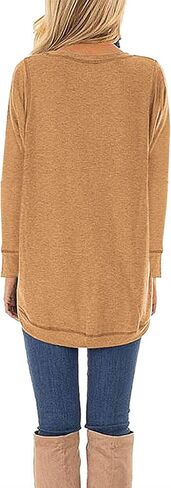 جوم ديزين بلوزة تونيك كاجوال فضفاضة باكمام قصيرة وفتحة جانبية للنساء in Kuwait