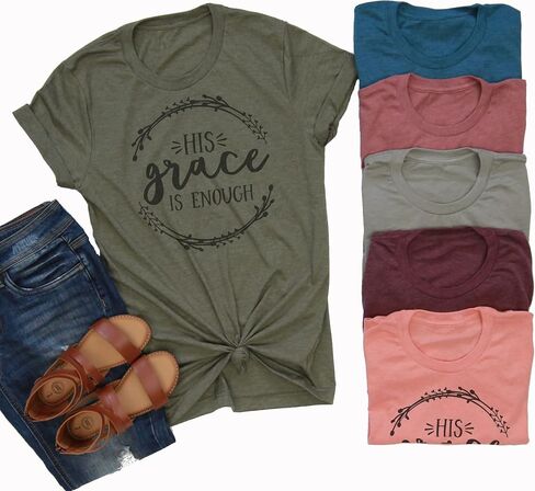 His Grace is Enough Tshirt Women Cute Jesus Christian Faith Shirts Cotton Graphic Tops Blouse in Kuwait