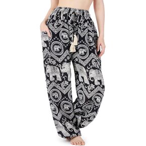 Lannaclothesdesign Women's Elephant Hippie Boho Yoga Harem Pants