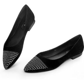 حذاء CASALANDER نسائي بمقدمة مدببة سهل الارتداء حذاء باليه مسطح للنساء حذاء مريح من جلد نوبوك بسيط in Kuwait