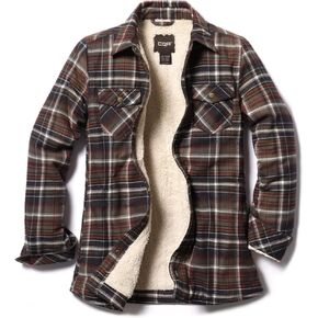 CQR Women's Flannel Shirt Jacket, Sherpa Lined Plaid Shacket Jackets, Slim Fit Outdoor Shirt with Pockets