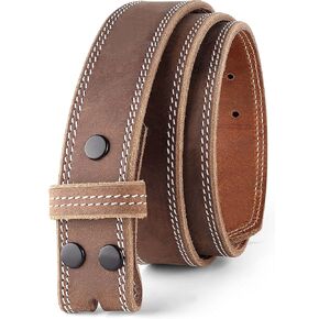F&L CLASSIC Belt for buckle men Snap on Strap Full Grain One Piece Leather no buckle,1 1/2" Wide, Made in USA