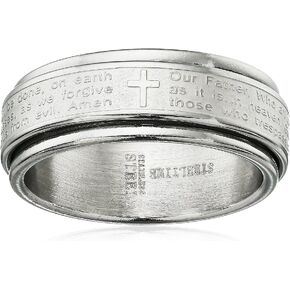 Amazon Collection Steeltime Men's 18k Gold Plated Our Father Prayer Spinner Band Ring