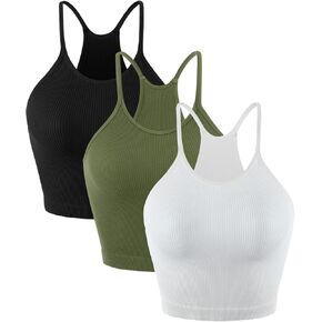 قمصان نسائية من RUUHEE مكونة من 3 قطع مضلعة بدون خياطة للتمرين كاجوال بدون أكمام in Kuwait