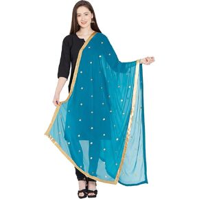 DUPATTA BAZAAR Woman's Embroidered Chiffon Dupatta Scarf Shawl Wrap Soft