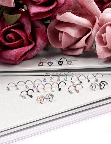 Goerhsjie Nose Studs Nose Rings Nose Ring Nose Piercings Nose Rings Studs Nose Rings for Women Nose Piercing Jewelry Nose Stud Surgical Steel Nose Ring Nose Piercing Nose Studs for Women Nose Jewelry in Kuwait