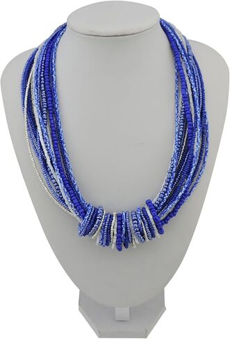 Bocar Chunky Statement Colorful Seed Beads Women Choker Collar Necklace (NK-10314) in Kuwait