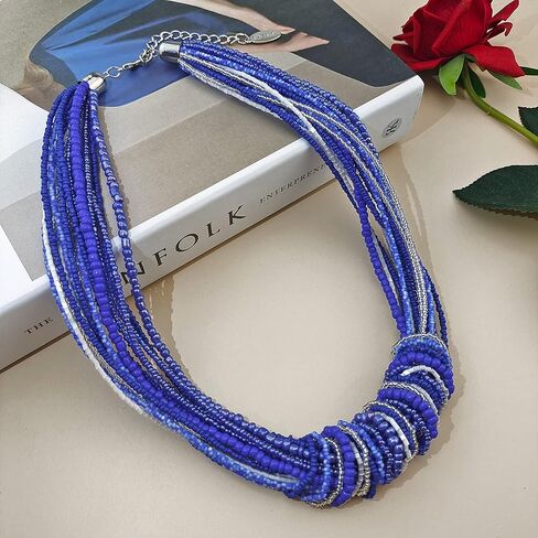 Bocar Chunky Statement Colorful Seed Beads Women Choker Collar Necklace (NK-10314) in Kuwait