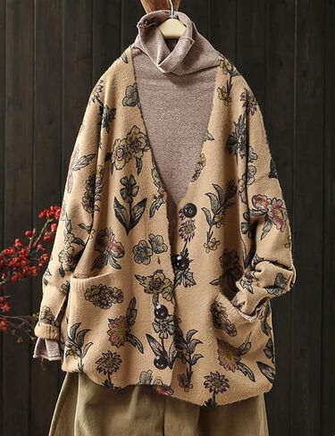 YESNO Cardigan Sweaters for Women Open Front Sweater Graphic V Neck Knit Tops with Pockets S01TYP3 in Saudi Arabia
