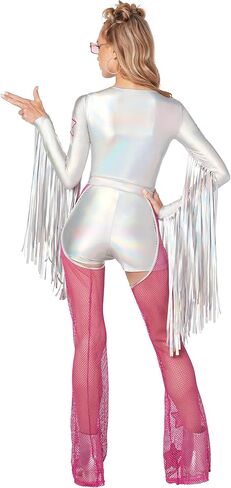 زي راعية البقر الفضائية للبالغين من روح الهالوين | زي راعية البقر الفضائية | رومبير هامشي ثلاثي الأبعاد مع شقوق وردية in Kuwait