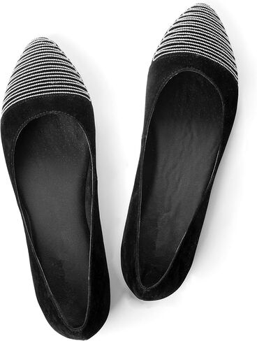 حذاء CASALANDER نسائي بمقدمة مدببة سهل الارتداء حذاء باليه مسطح للنساء حذاء مريح من جلد نوبوك بسيط in Kuwait