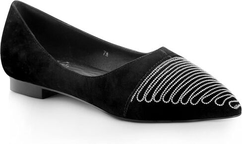 حذاء CASALANDER نسائي بمقدمة مدببة سهل الارتداء حذاء باليه مسطح للنساء حذاء مريح من جلد نوبوك بسيط in Kuwait