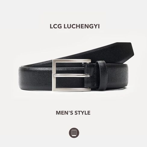 LCG LUCHENGYI حزام ملابس رجالي من الجلد الطبيعي حزام كلاسيكي غير رسمي مع مشبك شوكة واحدة للعمل والسراويل الجينز in Kuwait