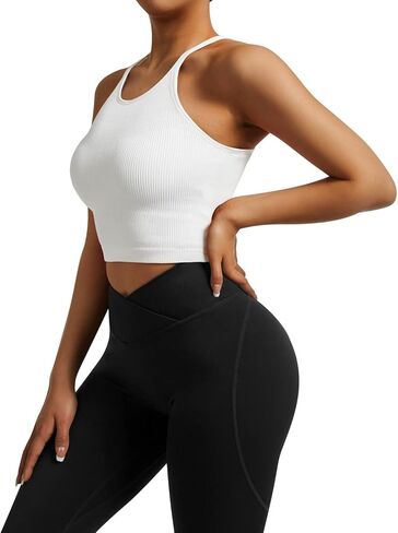 قمصان نسائية من RUUHEE مكونة من 3 قطع مضلعة بدون خياطة للتمرين كاجوال بدون أكمام in Kuwait