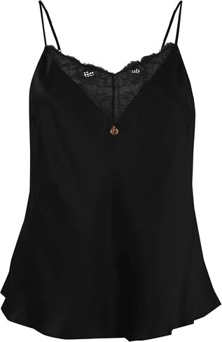 Marks and Spencer Women's Rosie Silk & Lace Trim Camisole, Black, 4 in Saudi Arabia