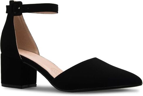 Olivia K Women's Classic Pumps Close Toe Ankle Strap Kitten Heel - Adorable Low Block Heel in Saudi Arabia