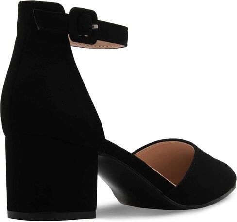 Olivia K Women's Classic Pumps Close Toe Ankle Strap Kitten Heel - Adorable Low Block Heel in Saudi Arabia