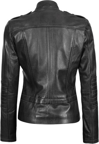 Decrum Leather Jackets For Women Asymmetrical Motorcycle Style Real Leather Casual Womens Fashion Jacket in Kuwait