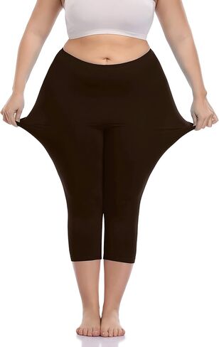 A-Wintage Women's Soft Capri Leggings Stretch Cotton Leggings Lightweight Capri Length Workout Yoga Pants - Rug & Plus in Saudi Arabia