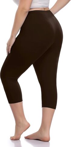 A-Wintage Women's Soft Capri Leggings Stretch Cotton Leggings Lightweight Capri Length Workout Yoga Pants - Rug & Plus in Saudi Arabia