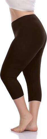 A-Wintage Women's Soft Capri Leggings Stretch Cotton Leggings Lightweight Capri Length Workout Yoga Pants - Rug & Plus in Saudi Arabia