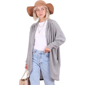 Popana Long Oversized Fall Batwing Waffle Knit Cardigan Sweaters for Women with Pockets Plus Size in Kuwait