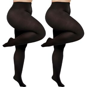 HeyUU Plus Size Tights for Women Semi Opaque Queen Size Nylon Pantyhose 1X 2X 3X 4X