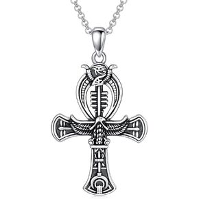 SIMONLY Christmas Gifts 925 Sterling Silver St.Benedict Crucifix Necklace Ankh Cross Pendant Cross Jewelry