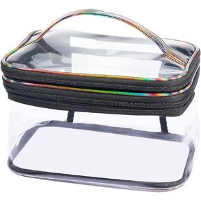 Lermende Clear Makeup Bag, 2 Layer, Water-Resistant, Large, Portable, Transparent, Travel, Women and Girl