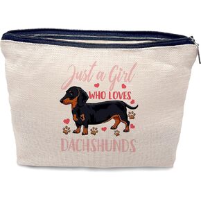 Nogrit Dachshund Makeup Bag,Dachshund Cosmetic Bag,Just a Girl Who Loves Dachshunds, Dachshund Makeup Travel Toiletry Bag,Dachshund Mom Gifts,Dachshund Lover Gifts,Dachshund Gifts for women