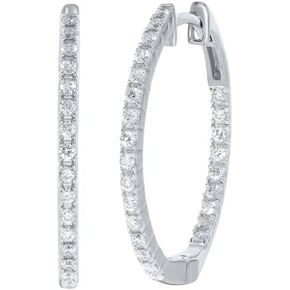 La Joya Big Inside Out Diamond Hoop Earrings for Women | 1/2-1 CT TW Lab Grown 925 Sterling Silver Diamond Earring Hoops | Ideal Pair of Womens Diamond Earrings To Get for Her This Valentines Day