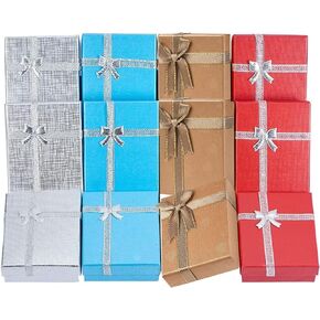 BENECREAT 12 Pack Gift Boxes Jewelry Display Box for Anniversaries, Weddings, Birthdays, 4 Assorted Color - 3.5 x 2.7 x 1 Inches